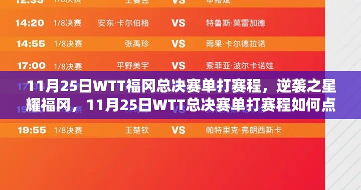 11月25日WTT福冈总决赛单打赛程，逆袭之星耀福冈，11月25日WTT总决赛单打赛程如何点燃你的斗志与激情