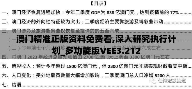 澳门精准正版资料免费看,深入研究执行计划_多功能版VEE3.212