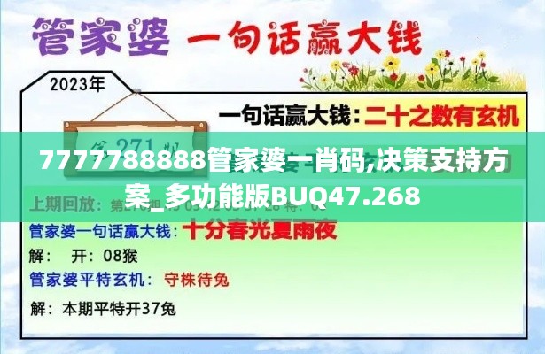 7777788888管家婆一肖码,决策支持方案_多功能版BUQ47.268