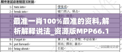 最准一肖100%最准的资料,解析解释说法_资源版MPP66.146