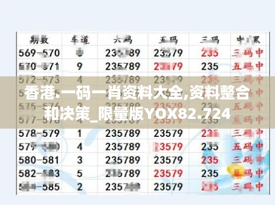 香港.一码一肖资料大全,资料整合和决策_限量版YOX82.724