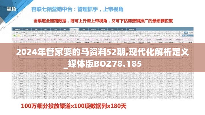 2024年管家婆的马资料52期,现代化解析定义_媒体版BOZ78.185