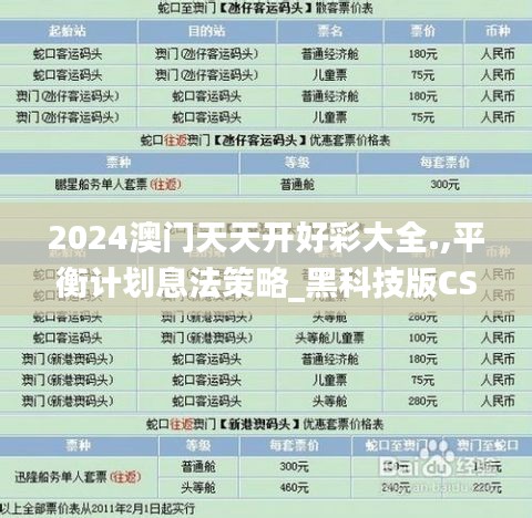 2024澳门天天开好彩大全.,平衡计划息法策略_黑科技版CSD74.147