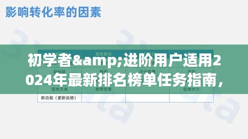 初学者与进阶用户指南，掌握最新技能，轻松应对2024年排名榜单任务