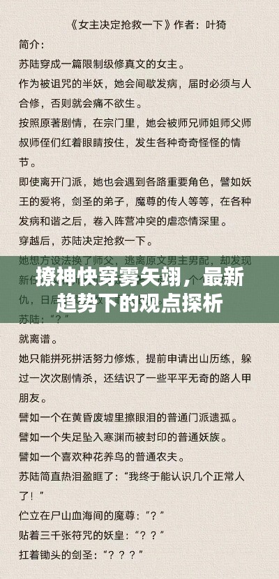 撩神快穿雾矢翊，最新观点探析