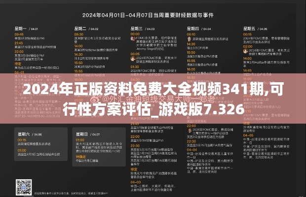 2024年正版资料免费大全视频341期,可行性方案评估_游戏版7.326