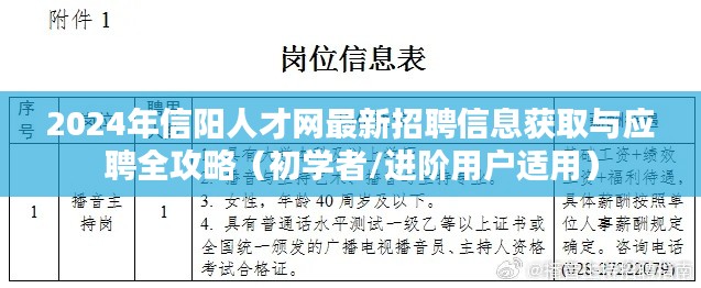 2024年信阳人才网招聘全攻略，最新信息获取与应聘技巧（适合初学者与进阶用户）