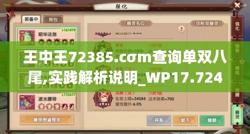 王中王72385.cσm查询单双八尾,实践解析说明_WP17.724