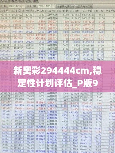 新奥彩294444cm,稳定性计划评估_P版9.300