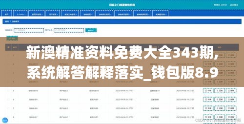 新澳精准资料免费大全343期,系统解答解释落实_钱包版8.979