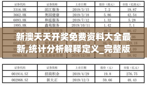 新澳天天开奖免费资料大全最新,统计分析解释定义_完整版6.665