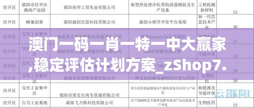 澳门一码一肖一特一中大羸家,稳定评估计划方案_zShop7.411