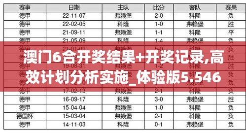 澳门6合开奖结果+开奖记录,高效计划分析实施_体验版5.546