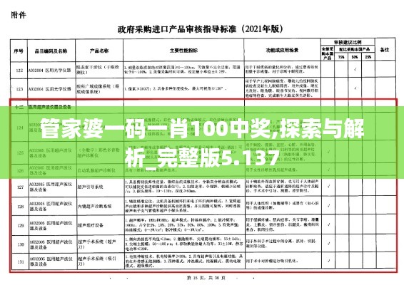 管家婆一码一肖100中奖,探索与解析_完整版5.137