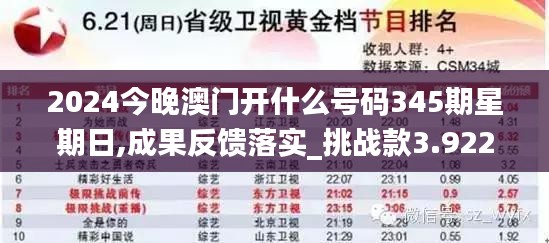 2024今晚澳门开什么号码345期星期日,成果反馈落实_挑战款3.922