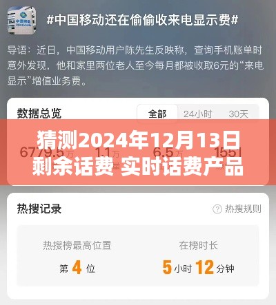 实时话费产品评测，预测未来话费余额，深度解读2024年12月13日剩余话费情况