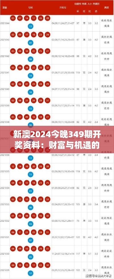 新澳2024今晚349期开奖资料：财富与机遇的碰撞