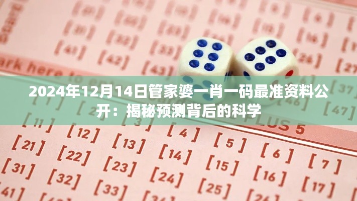 2024年12月14日管家婆一肖一码最准资料公开：揭秘预测背后的科学