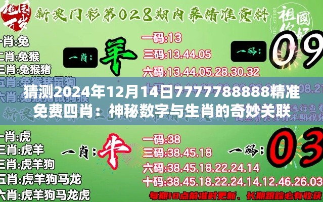 猜测2024年12月14日7777788888精准免费四肖：神秘数字与生肖的奇妙关联