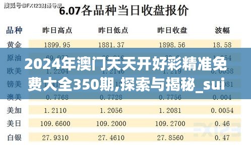 2024年澳门天天开好彩精准免费大全350期,探索与揭秘_suite1.397