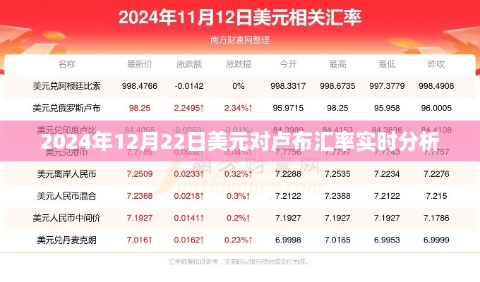 2024年12月22日美元对卢布汇率实时波动分析与预测