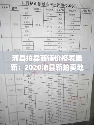 沛县拍卖商铺价格表最新：2020沛县新拍卖地块 